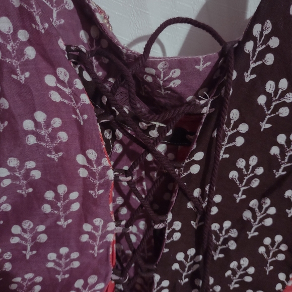 Free People BOHO Pink Purple Multi-Color Floral Beaded Dress 8 - Picture 11 of 14